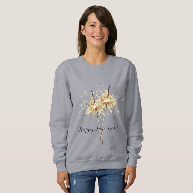 Goldene Silvester-Tag-Feier Funken Sweatshirt (Vorne ganz)
