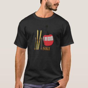 Goldene Skier und Polen   Retro Skilift Urlaub T-Shirt