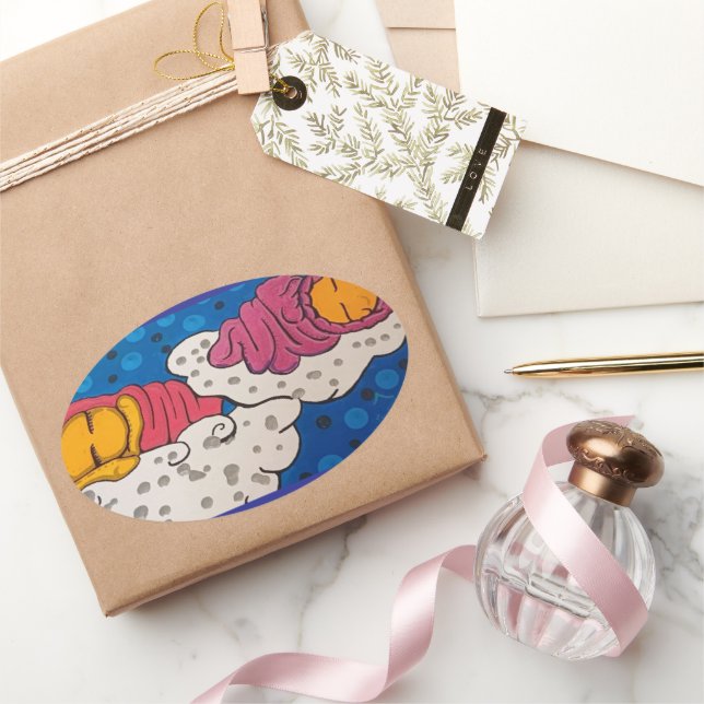 Goldene Slumme Ovaler Aufkleber (Schenken)