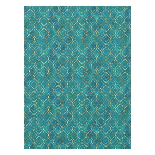 Goldene Smaragd-Geometrie Tischdecke (Vorderseite)