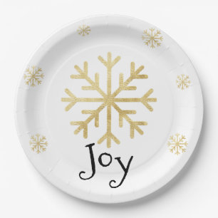 Goldene Snowflake Elegantes Schwarzes Weihnachten Pappteller