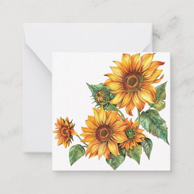 Goldene Sommersonnenblumen Mitteilungskarte (Vorderseite)