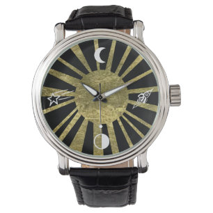 Goldene Sonne Armbanduhr