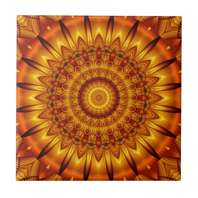 goldene Sonne der Mandala Fliese (Vorderseite)