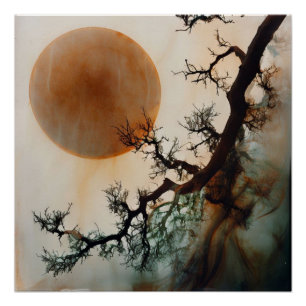 Goldene Sonne durch verschnarrtes Holz doppelte Ex Poster