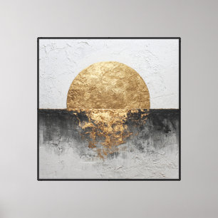 Goldene Sonne & Schwarzer Horizont – Abstrakte Wan Leinwanddruck