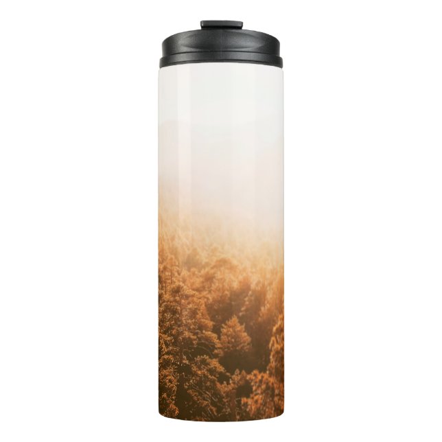 GOLDENE SONNE ÜBER EINEM WALD THERMOSBECHER (Vorderseite)