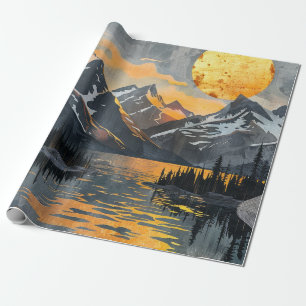 Goldene Sonne über schneebedeckte Berge - Boho Wil Geschenkpapier