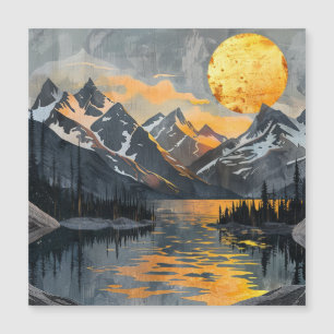 Goldene Sonne über schneebedeckte Berge - Boho Wil Magnetkarte