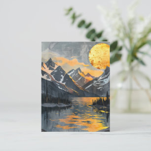 Goldene Sonne über schneebedeckte Berge - Boho Wil Postkarte