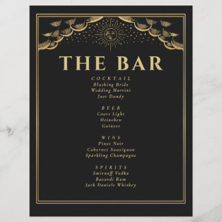 Goldene Sonnen- und Mond-Tarotkarten-Hochzeitsbar- Flyer