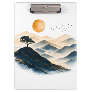 Goldene Sonnenberglandschaft Klemmbrett
