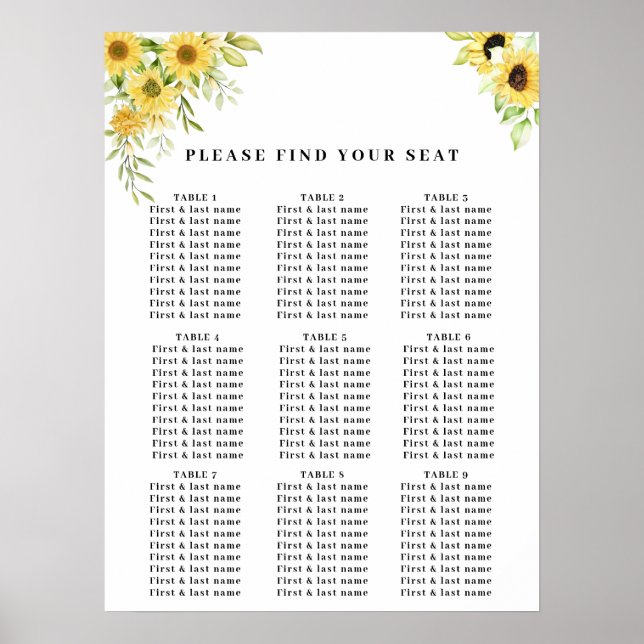 Goldene Sonnenblume Geometrische Rustikale Hochzei Poster (Vorne)
