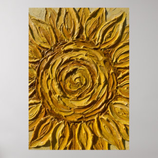 Goldene Sonnenblume Impasto Relief Poster | Luxus