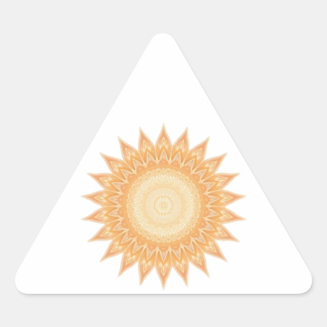 "Goldene Sonnenblume Mandala - Licht in dir" Dreieckiger Aufkleber (Vorderseite)
