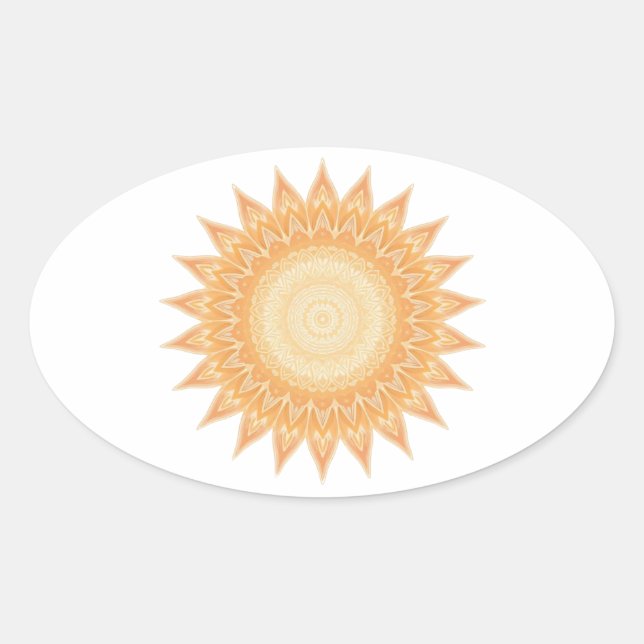 "Goldene Sonnenblume Mandala - Licht in dir" Ovaler Aufkleber (Vorderseite)