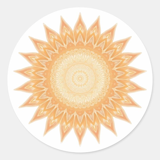 "Goldene Sonnenblume Mandala - Licht in dir" Runder Aufkleber (Vorderseite)