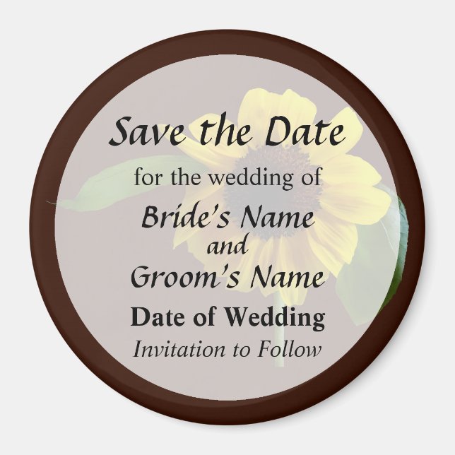 Goldene Sonnenblume Save the Date Magnet (Vorne)