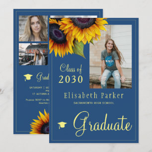 Goldene Sonnenblumen FOTO Collage Graduation Party Einladung