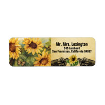 Goldene Sonnenblumen Hochzeiten Rücksendeadressen-