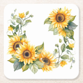Goldene Sonnenblumen: Personalisierte Hochzeitsfei Rechteckiger Pappuntersetzer