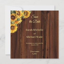 Goldene Sonnenblumen rustikal Save the Date einlad
