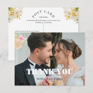 Goldene Sonnenblumen-Schmetterling-Wiese-Hochzeit Postkarte