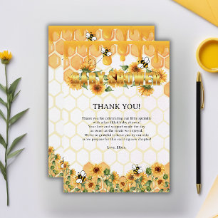 Goldene Sonnenblumen-Waben-Honigbiene-Baby-Party Dankeskarte