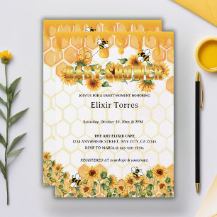 Goldene Sonnenblumen-Waben-Honigbiene-Baby-Party Einladung