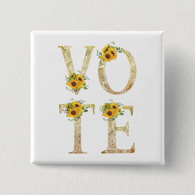 Goldene Sonnenblumen wählen Button (Vorderseite)