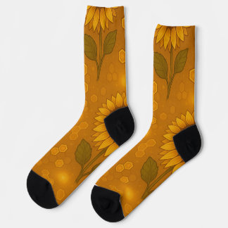 Goldene Sonnenblumenwabe – Honig-Glanz Cottagecore Socken