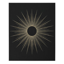 Goldene Sonnenstrahlen Schwarze Minimale Faux-Lein
