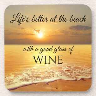 Goldene Sonnenuntergang-Strand-Wein-Untersetzer Getränkeuntersetzer