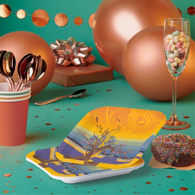 Goldene Sonnenuntergänge Pappteller (Von Creator hochgeladen)