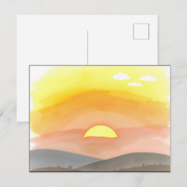 Goldene Sonnenuntergangs-Horizont-Ansichtskarte Postkarte