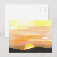 Goldene Sonnenuntergangs-Horizont-Ansichtskarte