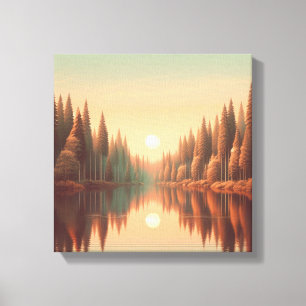 Goldene Sonnenuntergangsreflexionen am Quiet Pine  Leinwanddruck
