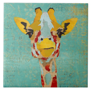 Goldene Spähende Giraffe Fliese