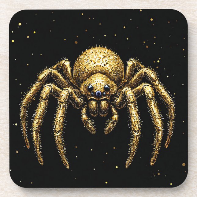 Goldene Spinne Getränkeuntersetzer (Vorderseite)