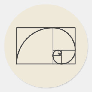 Goldene Spirale Minimale Geometrie Zeichnung Runder Aufkleber