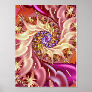 Goldene Spirale Rose Pink Vortex Abstrakte Fraktal Poster