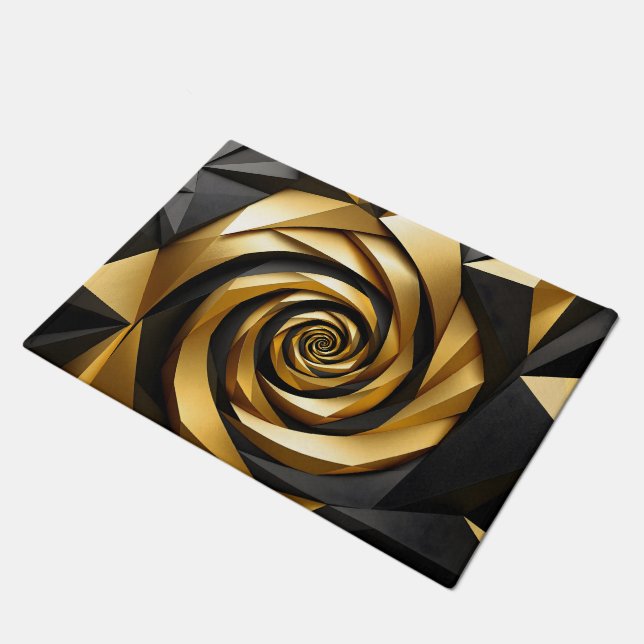Goldene Spiralgeometrie Fußmatte (Schrägansicht)