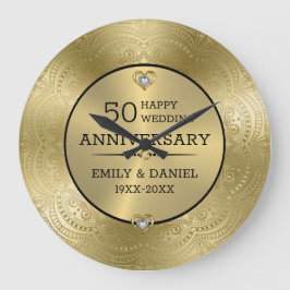 Goldene Spitze 50. Hochzeitstag Große Wanduhr