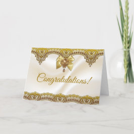 Goldene Spitze auf Satin Jüdische Hochzeit Herzlic Karte