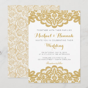 Goldene Spitzen Einladung zur Hochzeit