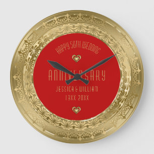 Goldene Spitzenrahmen 50. Hochzeitstag Große Wanduhr
