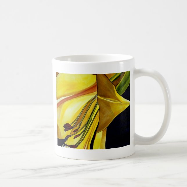 Goldene Splendor-Lilie Originelle Kunst Kaffeetasse (Rechts)