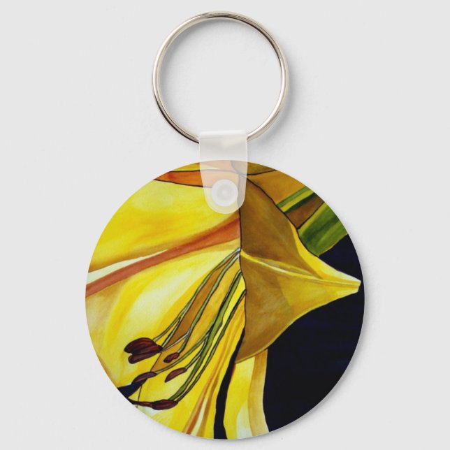 Goldene Splendor-Lilie Originelle Kunst Schlüsselanhänger (Vorderseite)