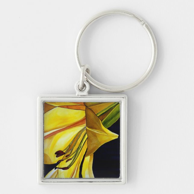 Goldene Splendor-Lilie Originelle Kunst Schlüsselanhänger (Vorne)