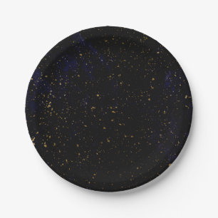 Goldene Spritzer Moderne Chic Lila Blaue Kosmische Pappteller